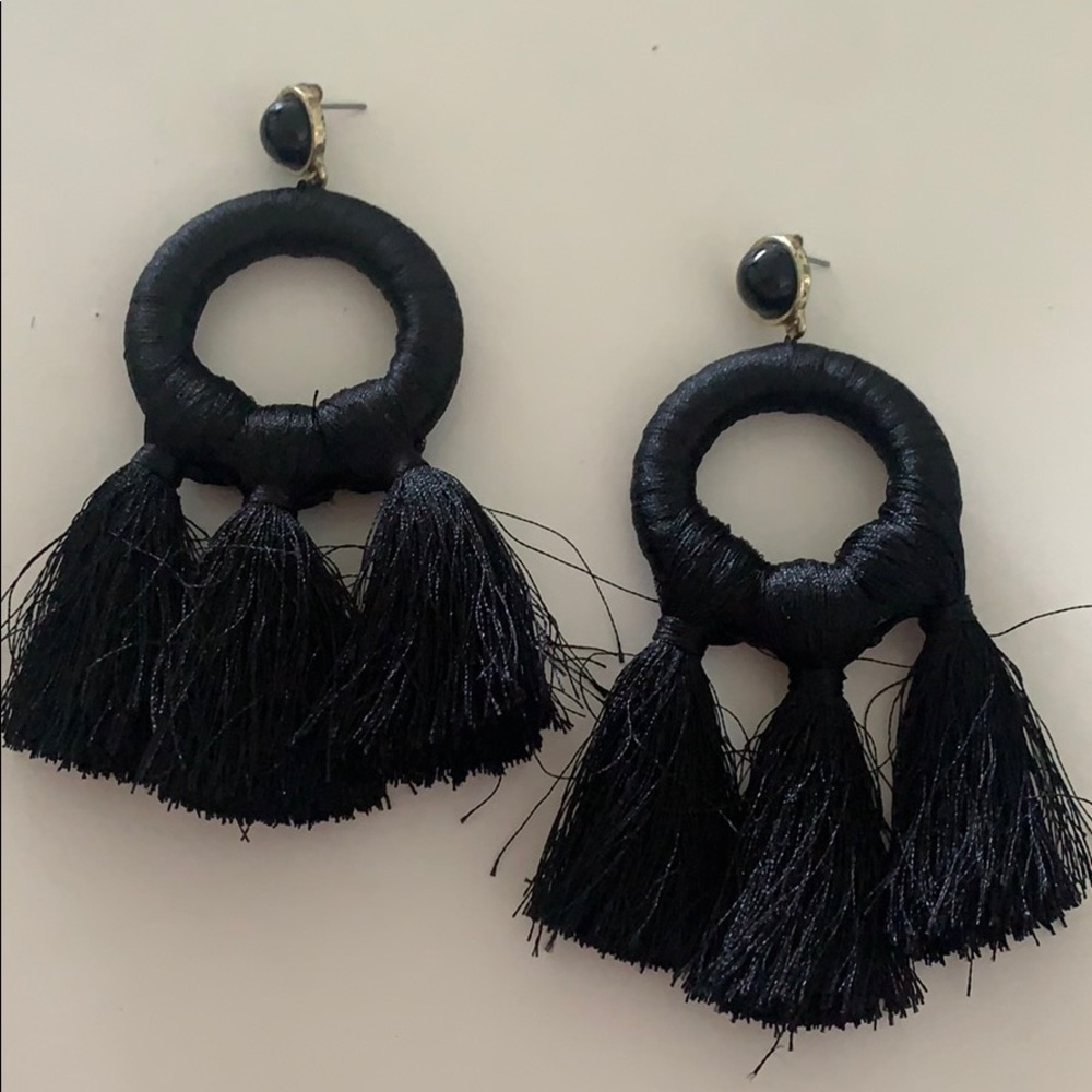 Stunning Black Tassels Earrings